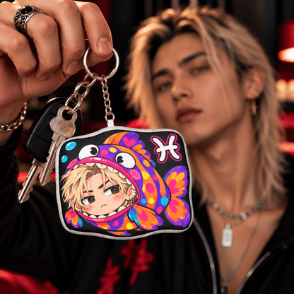 Pisces Plush Keychain – Intuitive Water Sign Chibi Zodiac Charm