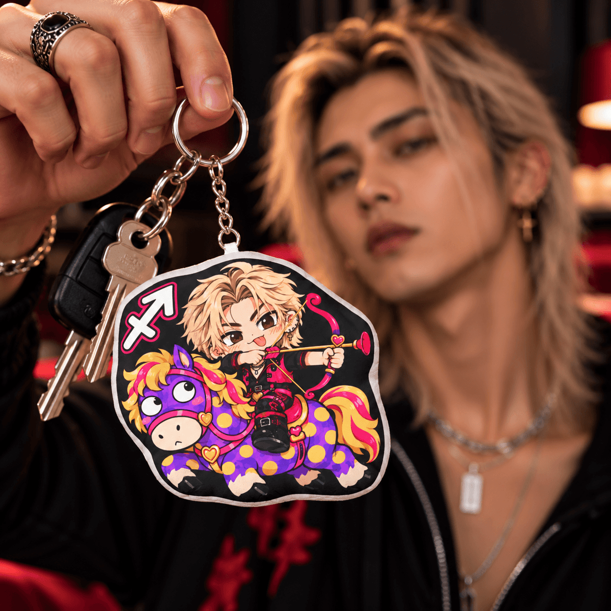 Sagittarius Plush Keychain – Adventurous Fire Sign Chibi Zodiac Charm