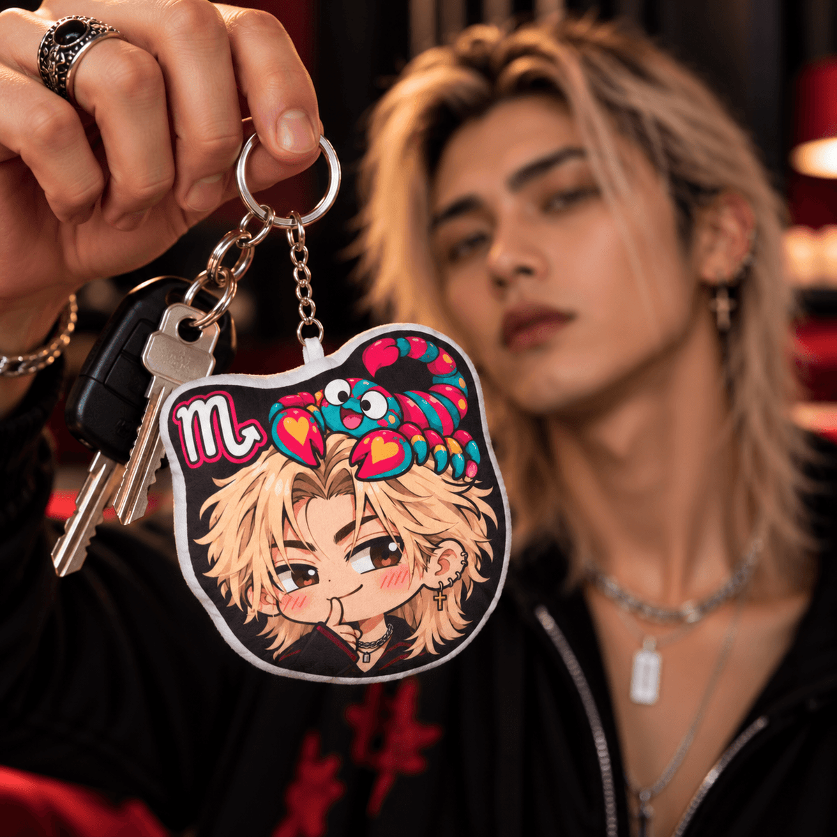 Scorpio Plush Keychain – Magnetic Water Sign Chibi Zodiac Charm