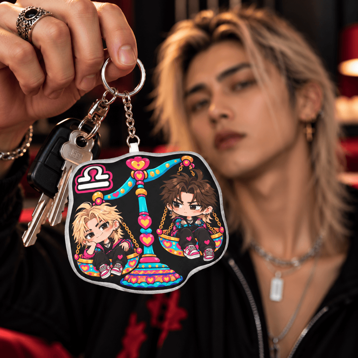 Libra Plush Keychain – Elegant Air Sign Chibi Zodiac Charm