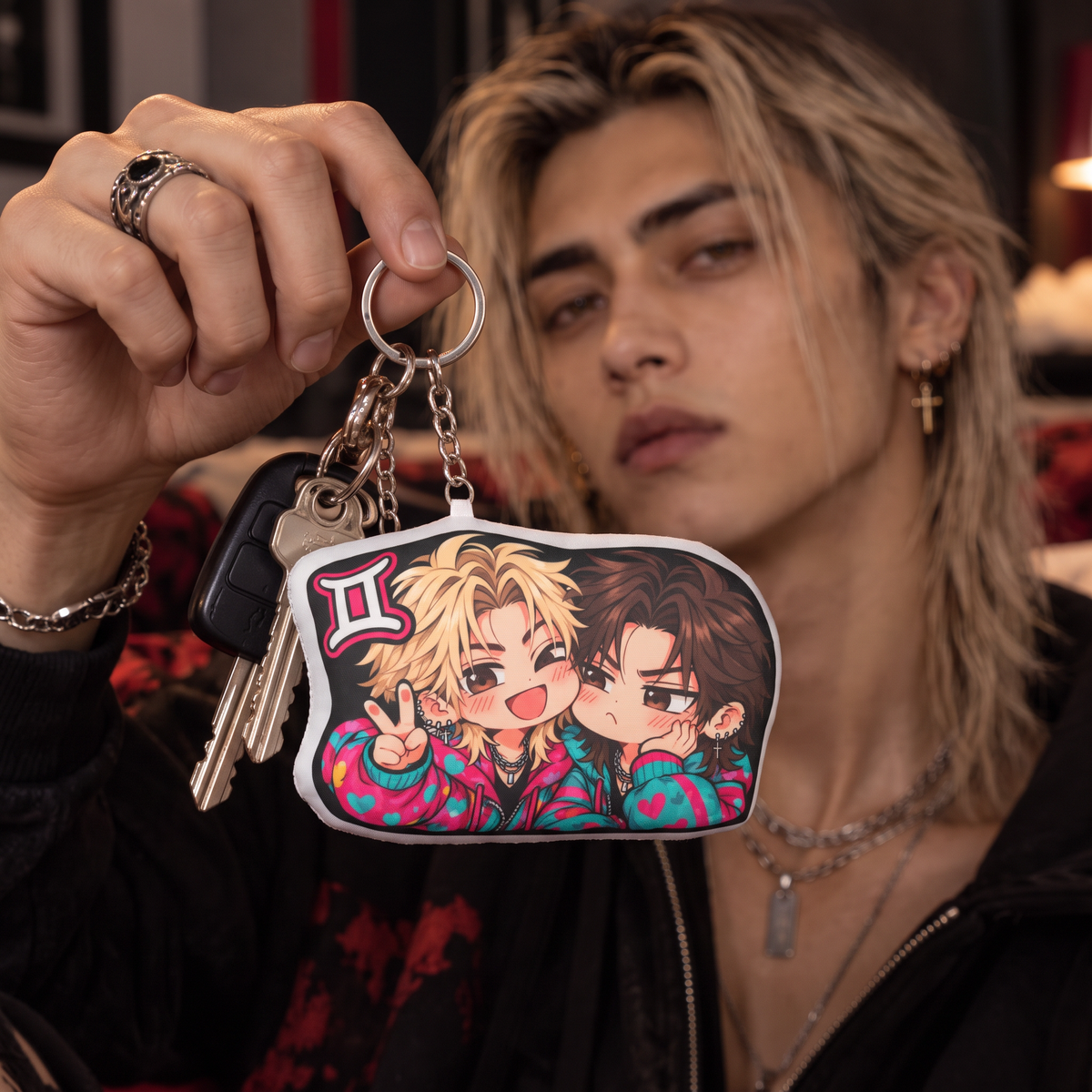 Gemini Plush Keychain – Charming Air Sign Chibi Zodiac Charm