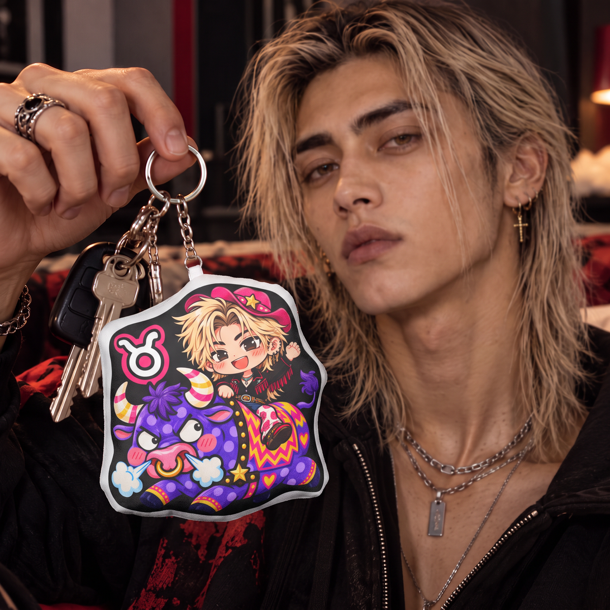 Taurus Plush Keychain – Loyal Earth Sign Chibi Zodiac Charm
