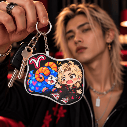 Aries Plush Keychain – Bold Fire Sign Chibi Zodiac Charm
