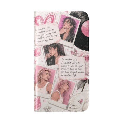 Lyric Flip Case | Light Pink Romantic Aesthetic Phone Case | Music-Inspired Folio Wallet Case