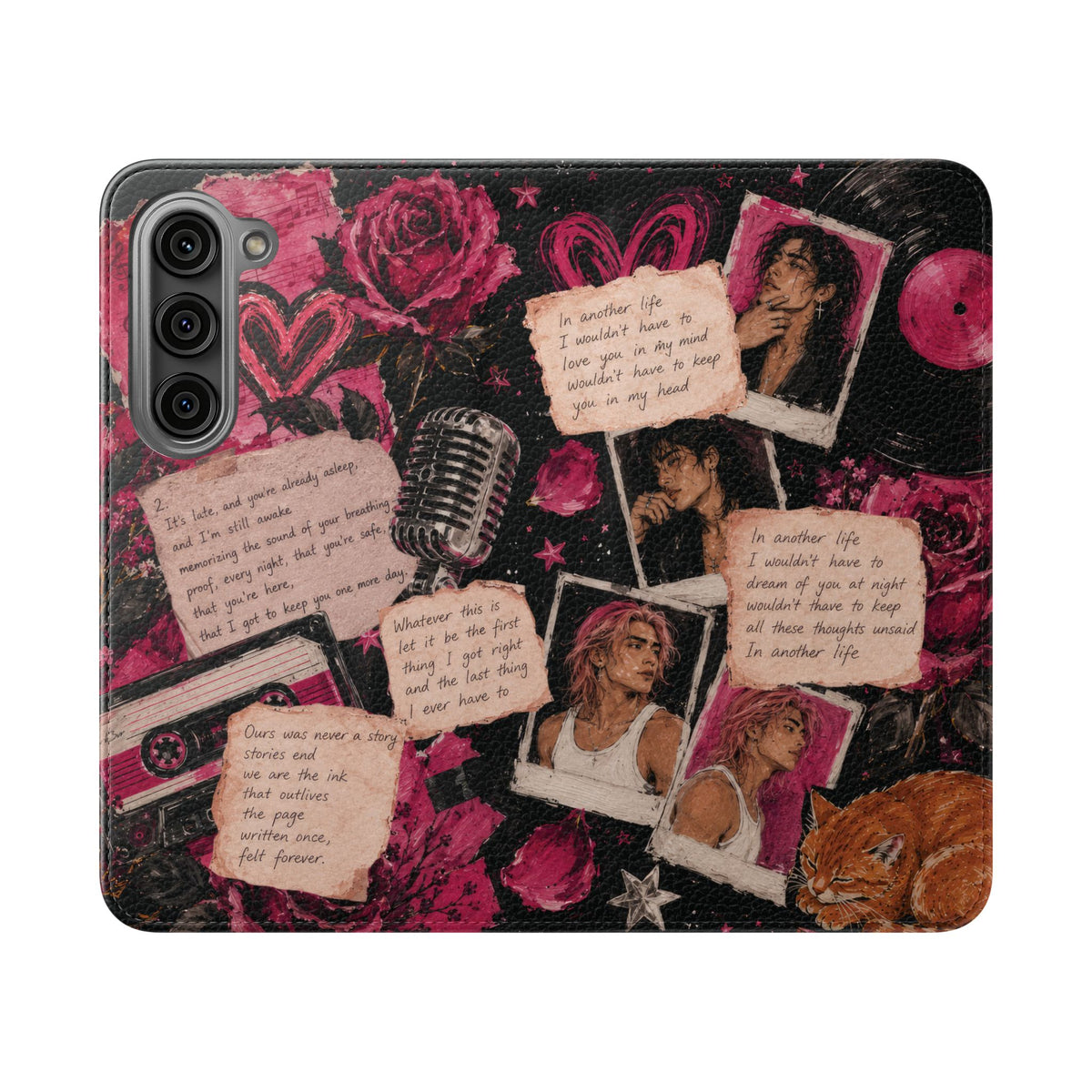 Lyric Flip Case | Dark Romantic Aesthetic Phone Case | Music-Inspired Folio Wallet Case
