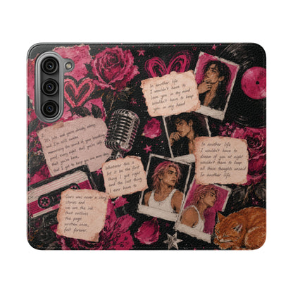 Lyric Flip Case | Dark Romantic Aesthetic Phone Case | Music-Inspired Folio Wallet Case