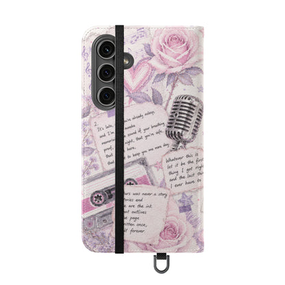 Lyric Flip Case | Light Pink and Lavender Romantic Aesthetic Phone Case | Music-Inspired Folio Wallet Case