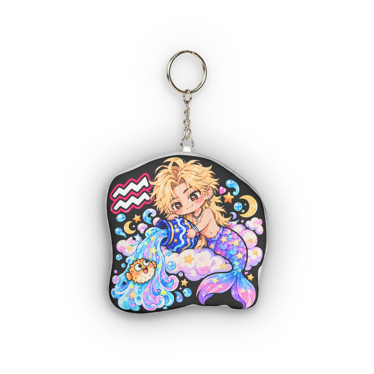 Aquarius Plush Keychain – Visionary Air Sign Chibi Zodiac Charm