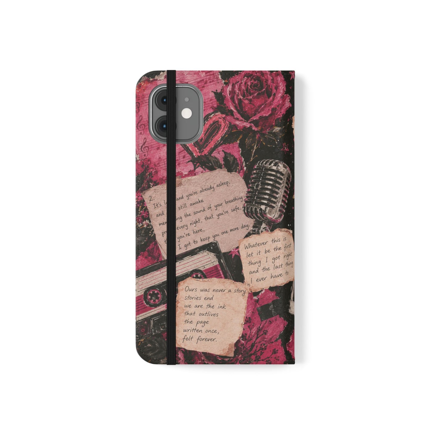 Lyric Flip Case | Dark Romantic Aesthetic Phone Case | Music-Inspired Folio Wallet Case