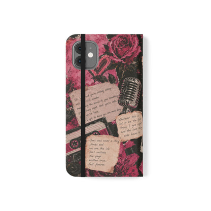 Lyric Flip Case | Dark Romantic Aesthetic Phone Case | Music-Inspired Folio Wallet Case