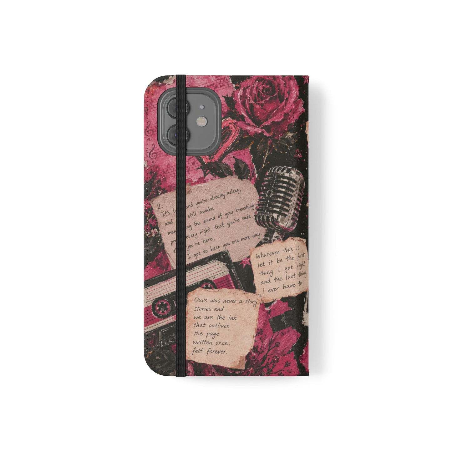 Lyric Flip Case | Dark Romantic Aesthetic Phone Case | Music-Inspired Folio Wallet Case