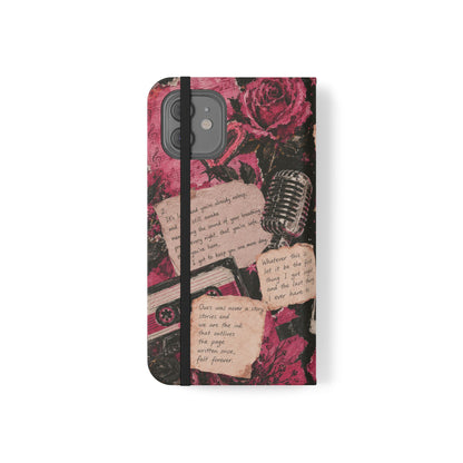 Lyric Flip Case | Dark Romantic Aesthetic Phone Case | Music-Inspired Folio Wallet Case