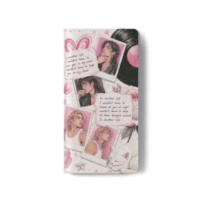 Lyric Flip Case | Light Pink Romantic Aesthetic Phone Case | Music-Inspired Folio Wallet Case