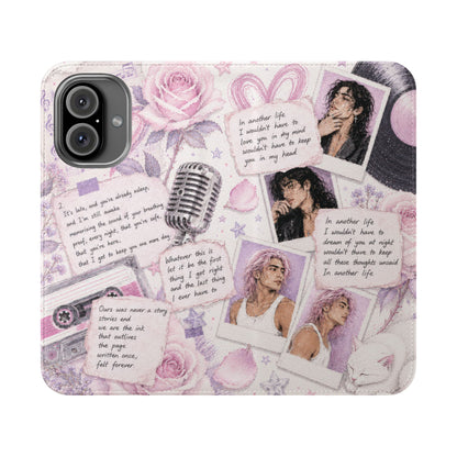 Lyric Flip Case | Light Pink and Lavender Romantic Aesthetic Phone Case | Music-Inspired Folio Wallet Case