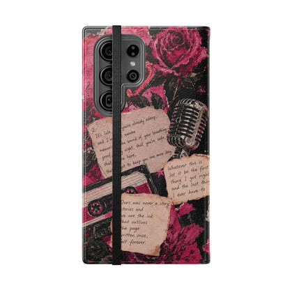 Lyric Flip Case | Dark Romantic Aesthetic Phone Case | Music-Inspired Folio Wallet Case