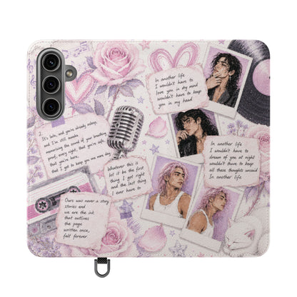 Lyric Flip Case | Light Pink and Lavender Romantic Aesthetic Phone Case | Music-Inspired Folio Wallet Case