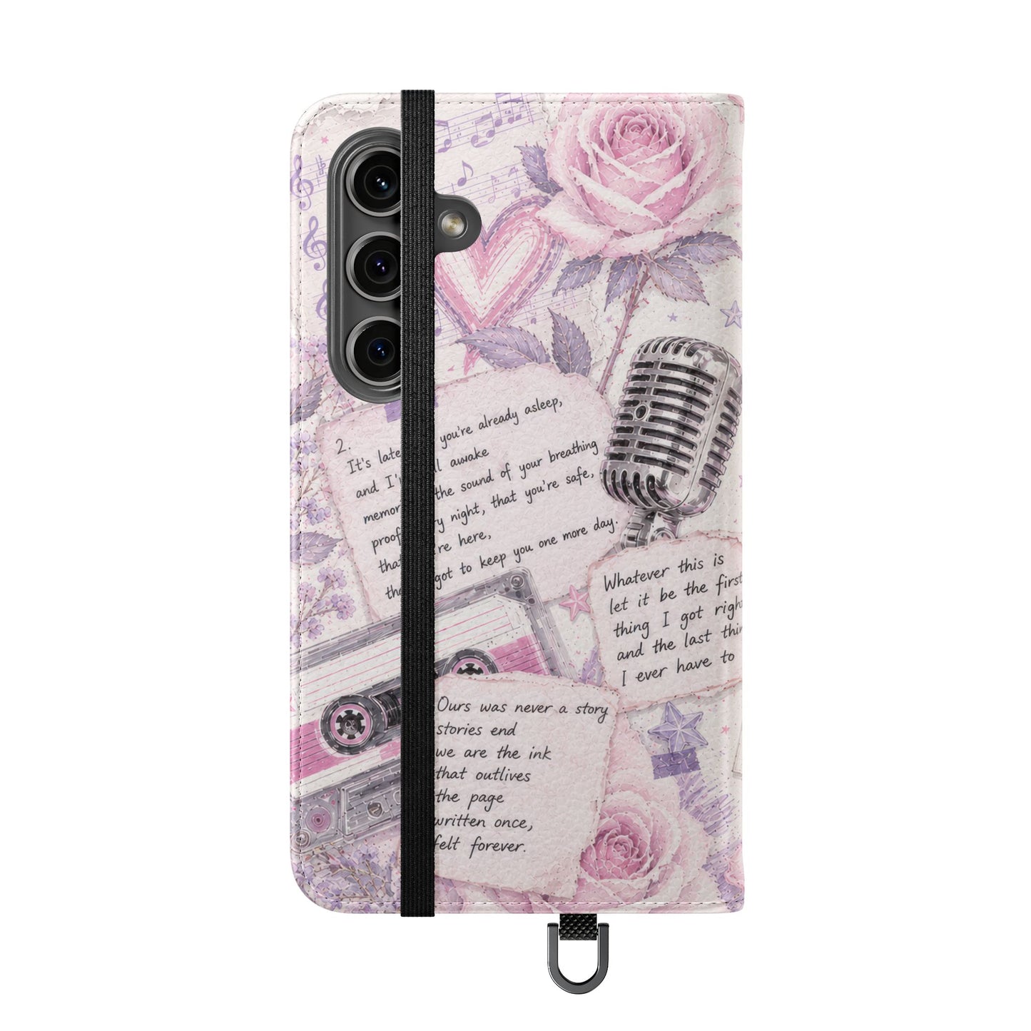 Lyric Flip Case | Light Pink and Lavender Romantic Aesthetic Phone Case | Music-Inspired Folio Wallet Case