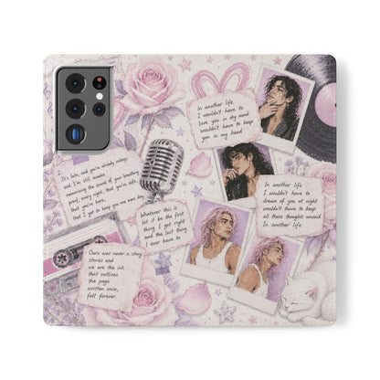 Lyric Flip Case | Light Pink and Lavender Romantic Aesthetic Phone Case | Music-Inspired Folio Wallet Case