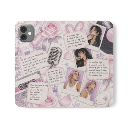 Lyric Flip Case | Light Pink and Lavender Romantic Aesthetic Phone Case | Music-Inspired Folio Wallet Case