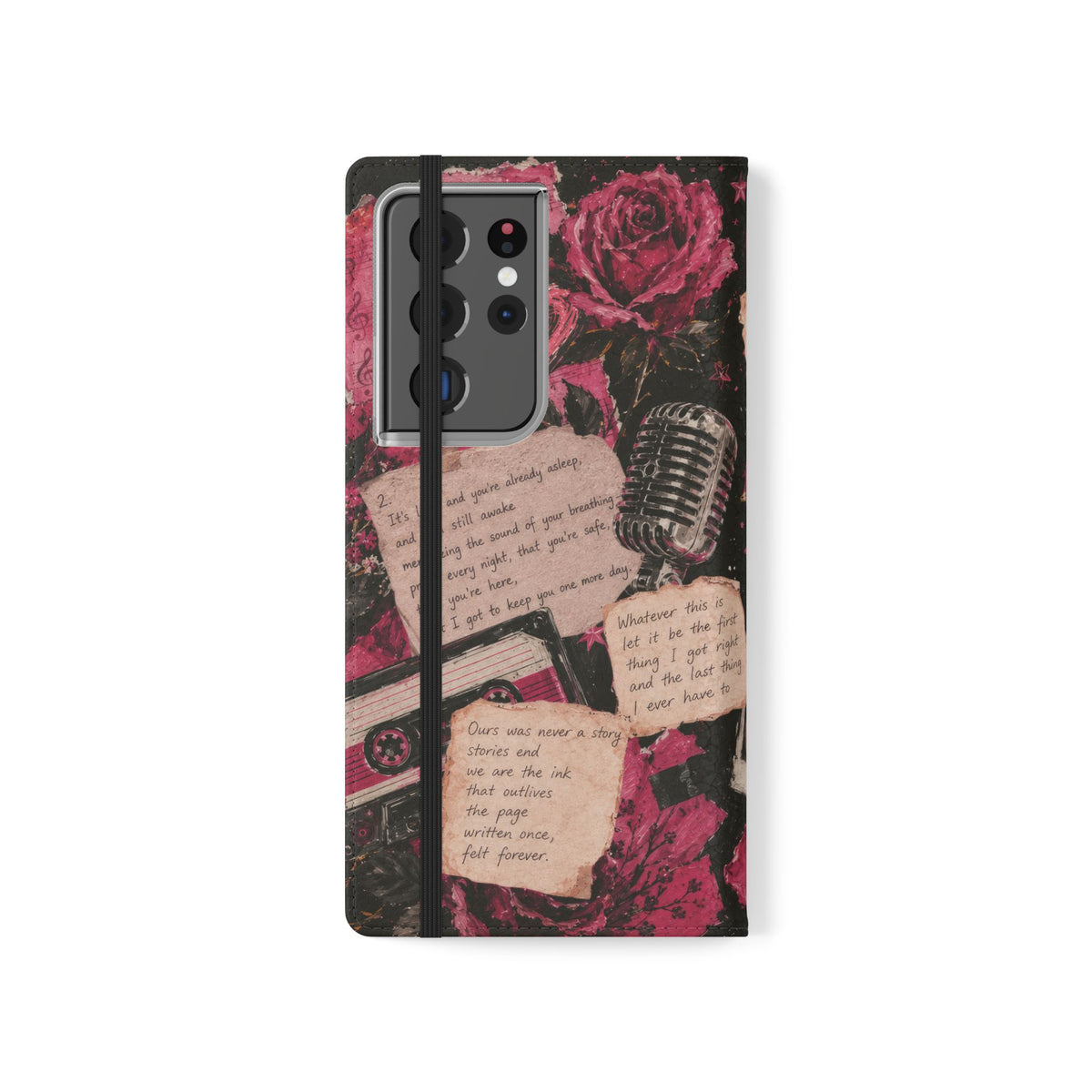 Lyric Flip Case | Dark Romantic Aesthetic Phone Case | Music-Inspired Folio Wallet Case