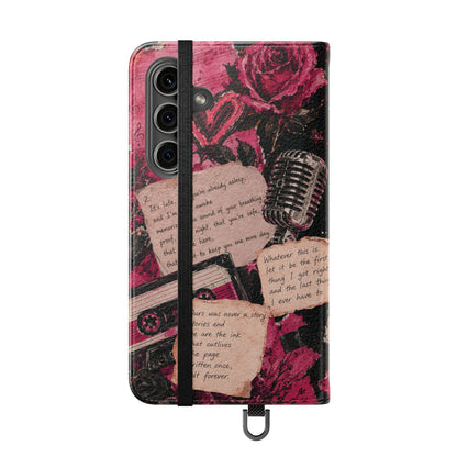 Lyric Flip Case | Dark Romantic Aesthetic Phone Case | Music-Inspired Folio Wallet Case