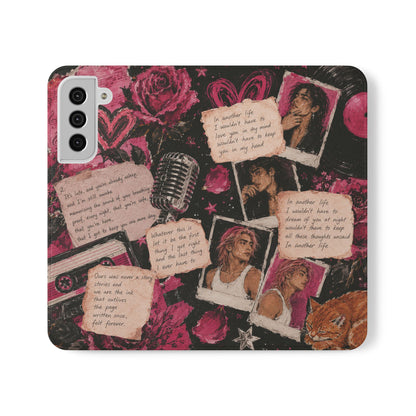 Lyric Flip Case | Dark Romantic Aesthetic Phone Case | Music-Inspired Folio Wallet Case