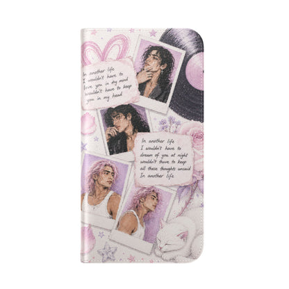 Lyric Flip Case | Light Pink and Lavender Romantic Aesthetic Phone Case | Music-Inspired Folio Wallet Case