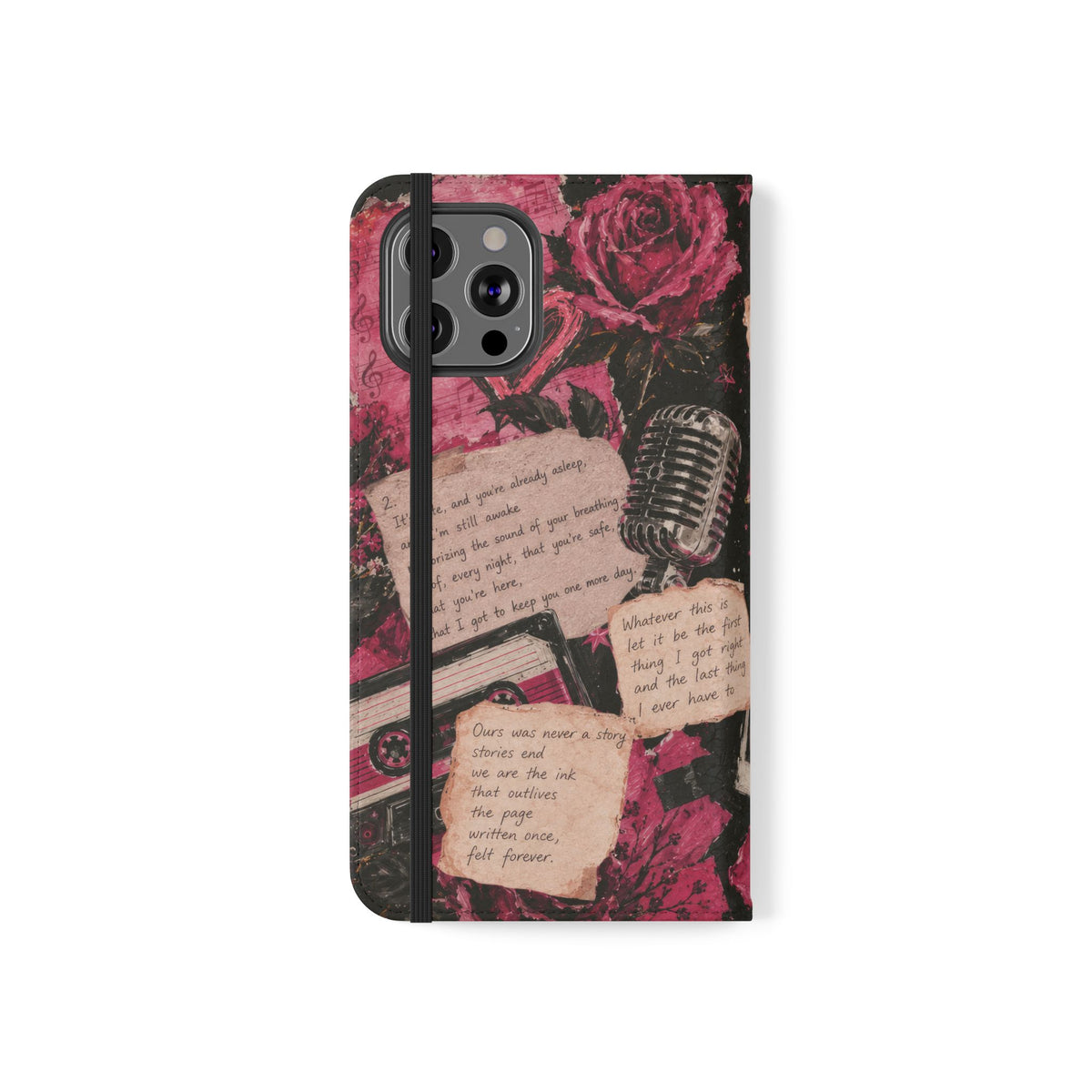 Lyric Flip Case | Dark Romantic Aesthetic Phone Case | Music-Inspired Folio Wallet Case