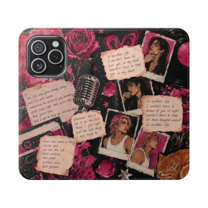 Lyric Flip Case | Dark Romantic Aesthetic Phone Case | Music-Inspired Folio Wallet Case