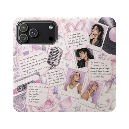 Lyric Flip Case | Light Pink and Lavender Romantic Aesthetic Phone Case | Music-Inspired Folio Wallet Case