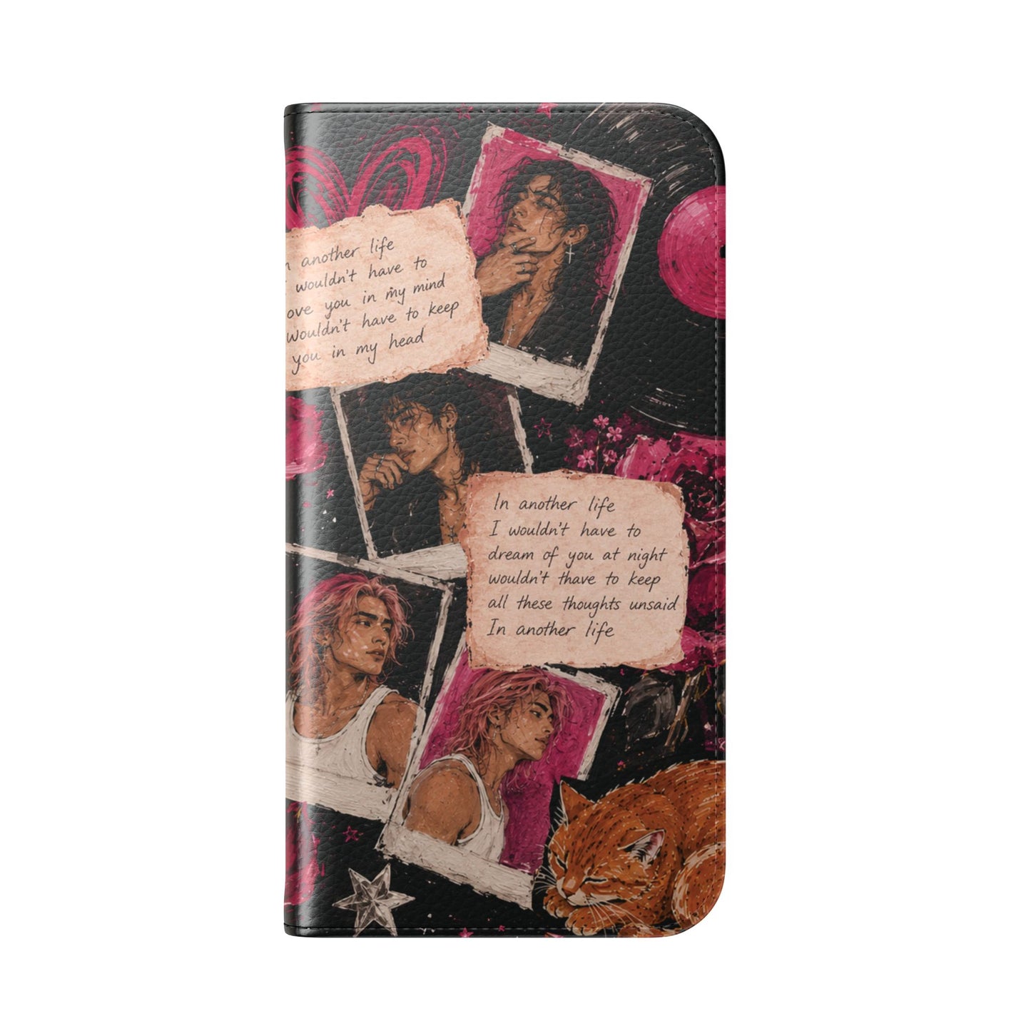 Lyric Flip Case | Dark Romantic Aesthetic Phone Case | Music-Inspired Folio Wallet Case