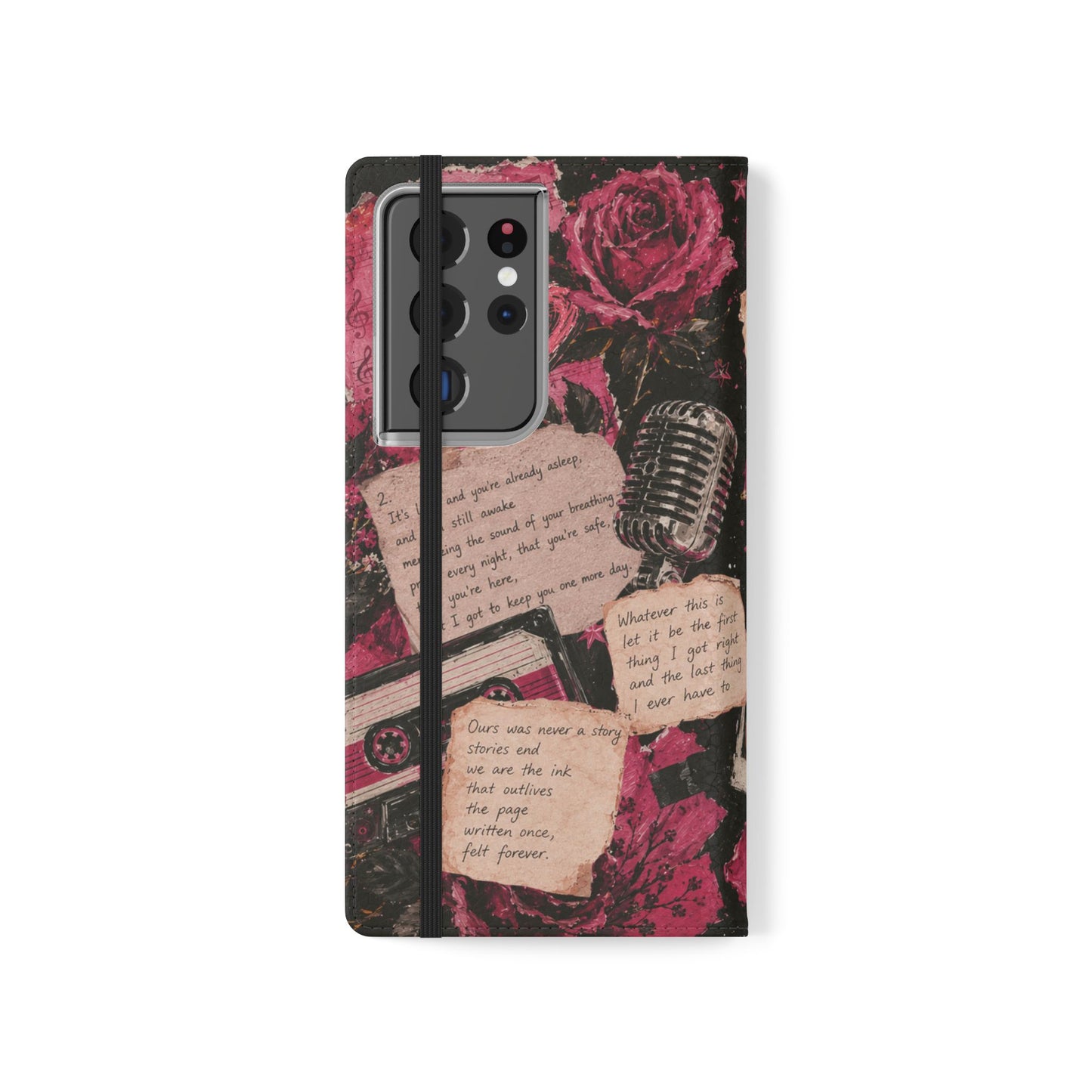 Lyric Flip Case | Dark Romantic Aesthetic Phone Case | Music-Inspired Folio Wallet Case