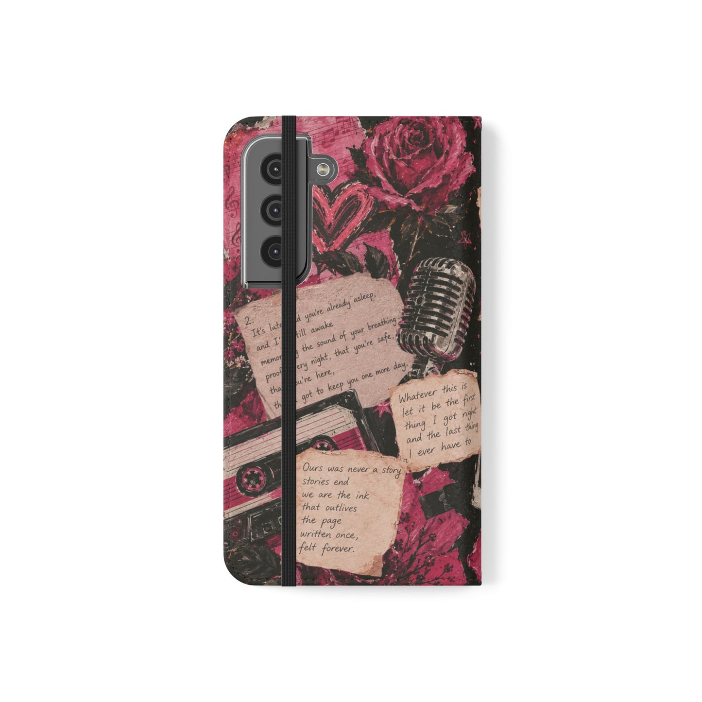 Lyric Flip Case | Dark Romantic Aesthetic Phone Case | Music-Inspired Folio Wallet Case