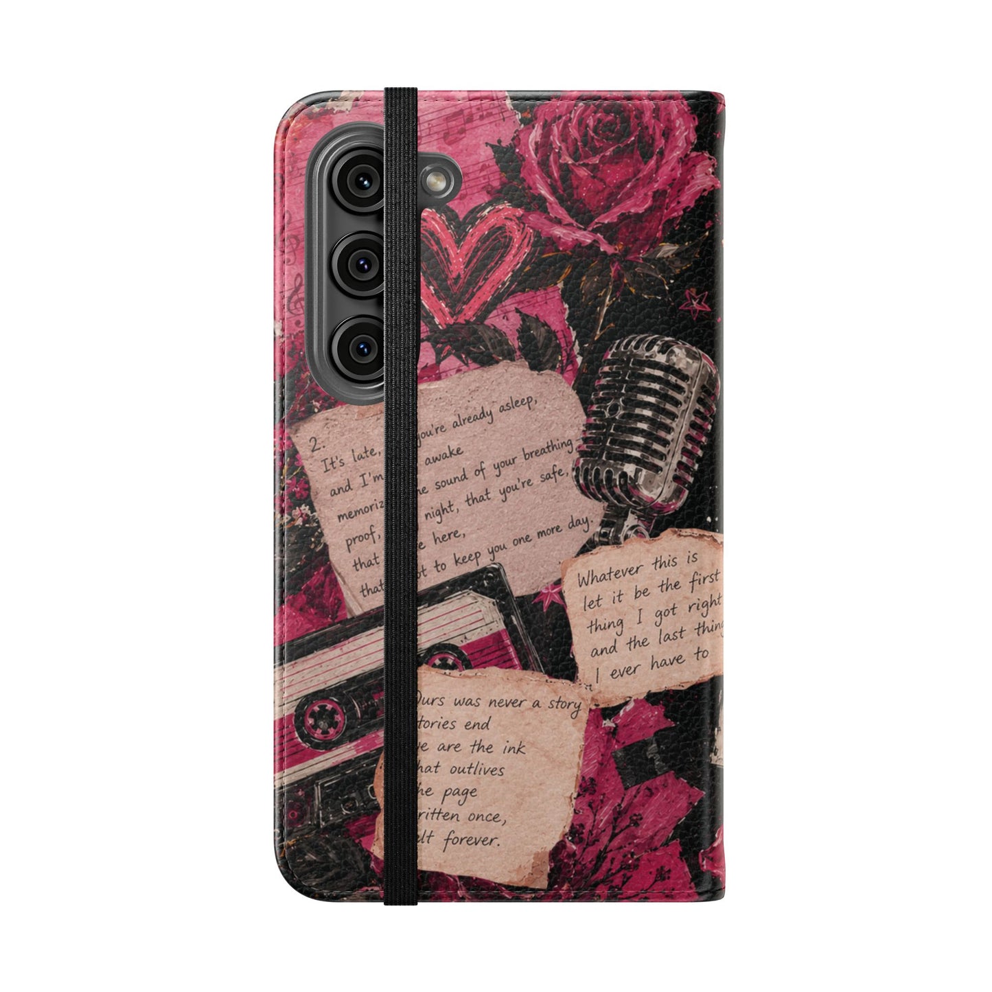 Lyric Flip Case | Dark Romantic Aesthetic Phone Case | Music-Inspired Folio Wallet Case
