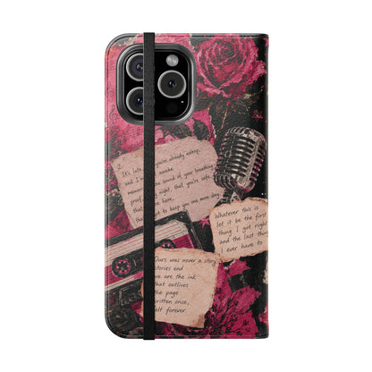 Lyric Flip Case | Dark Romantic Aesthetic Phone Case | Music-Inspired Folio Wallet Case