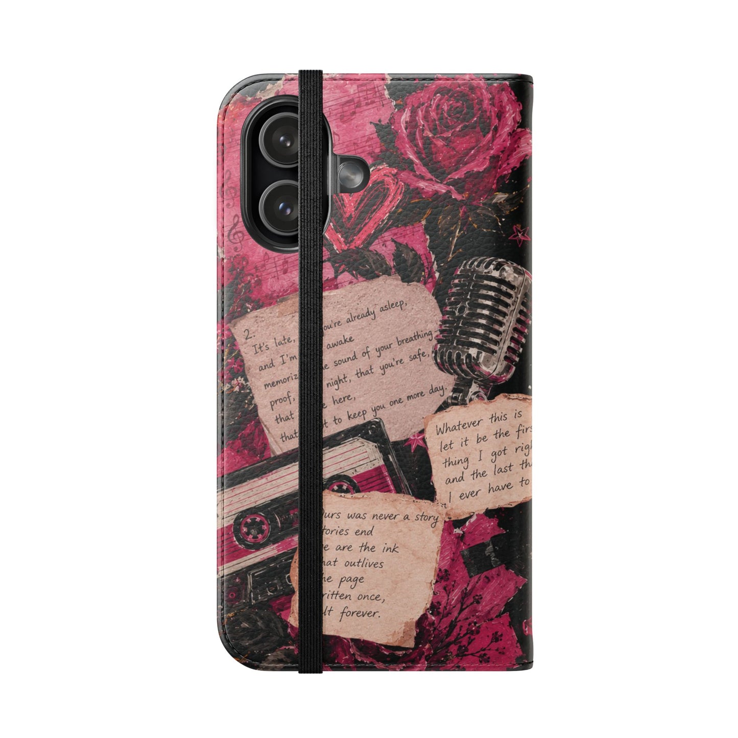 Lyric Flip Case | Dark Romantic Aesthetic Phone Case | Music-Inspired Folio Wallet Case