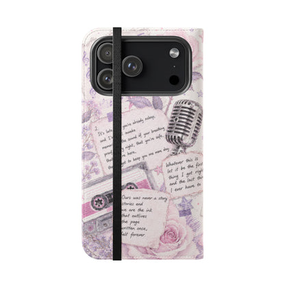 Lyric Flip Case | Light Pink and Lavender Romantic Aesthetic Phone Case | Music-Inspired Folio Wallet Case
