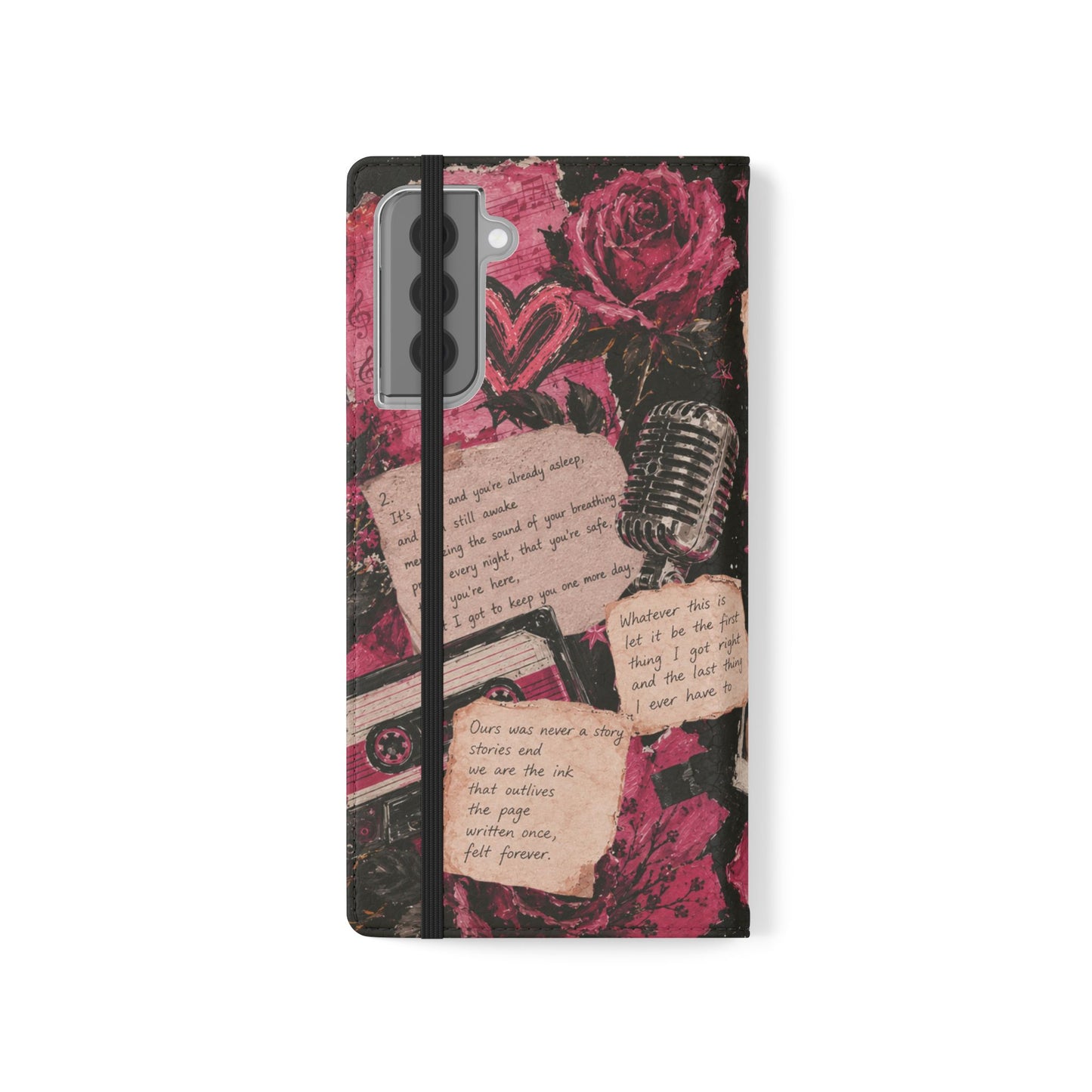 Lyric Flip Case | Dark Romantic Aesthetic Phone Case | Music-Inspired Folio Wallet Case