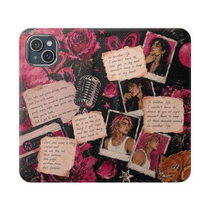 Lyric Flip Case | Dark Romantic Aesthetic Phone Case | Music-Inspired Folio Wallet Case
