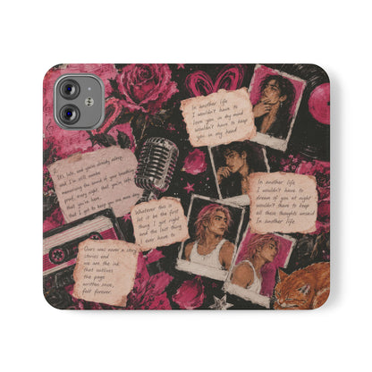 Lyric Flip Case | Dark Romantic Aesthetic Phone Case | Music-Inspired Folio Wallet Case