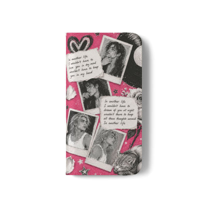 Lyric Flip Case | Bright Pink Romantic Aesthetic Phone Case | Music-Inspired Folio Wallet Case