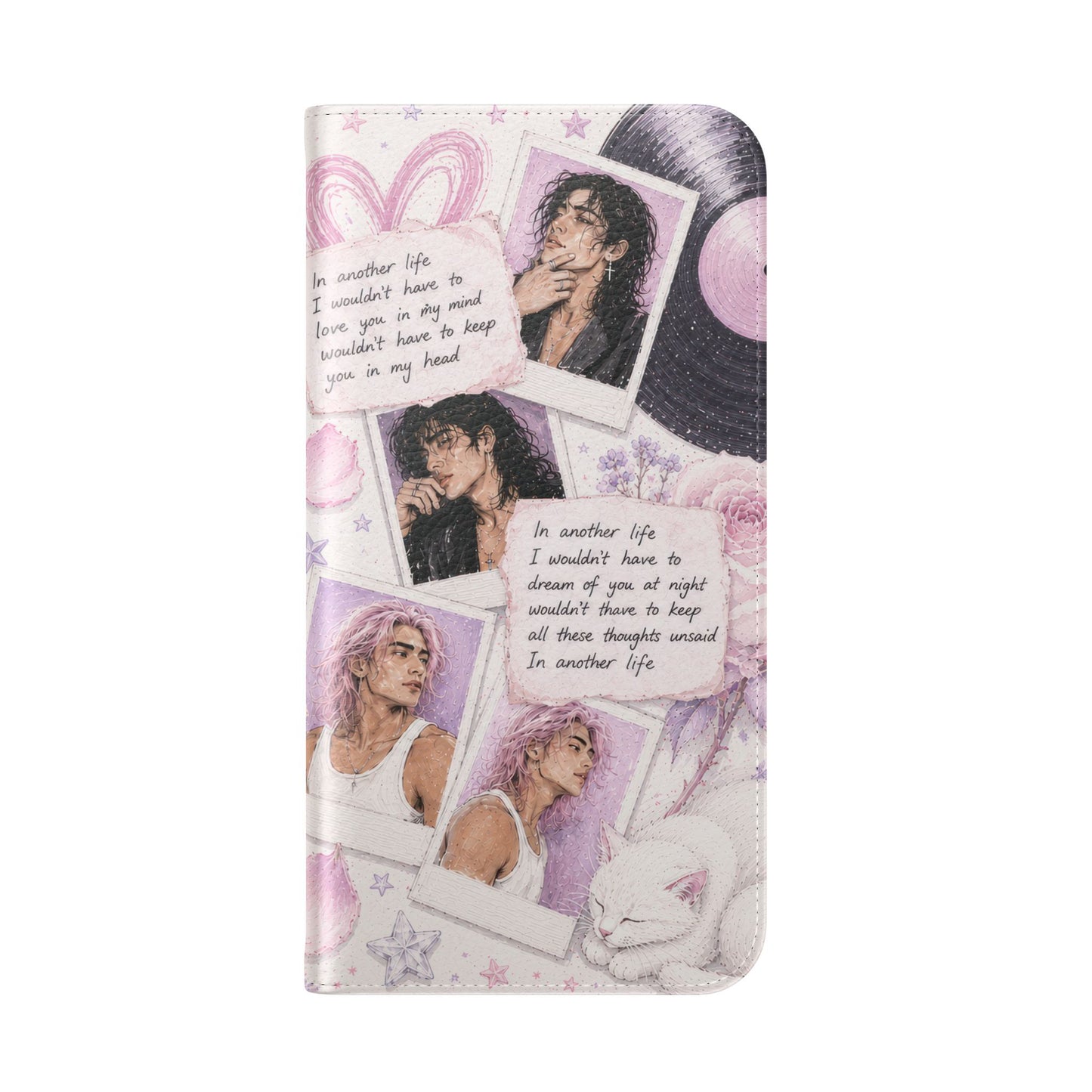 Lyric Flip Case | Light Pink and Lavender Romantic Aesthetic Phone Case | Music-Inspired Folio Wallet Case
