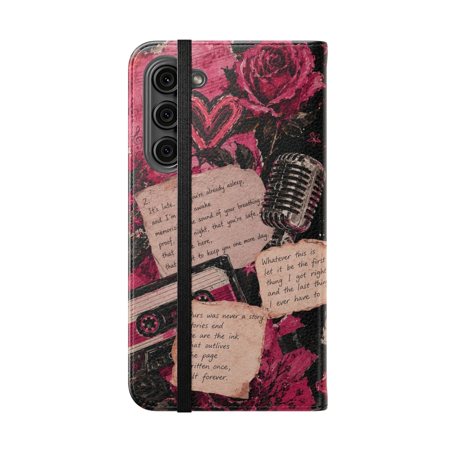 Lyric Flip Case | Dark Romantic Aesthetic Phone Case | Music-Inspired Folio Wallet Case