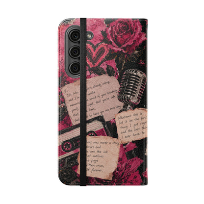 Lyric Flip Case | Dark Romantic Aesthetic Phone Case | Music-Inspired Folio Wallet Case
