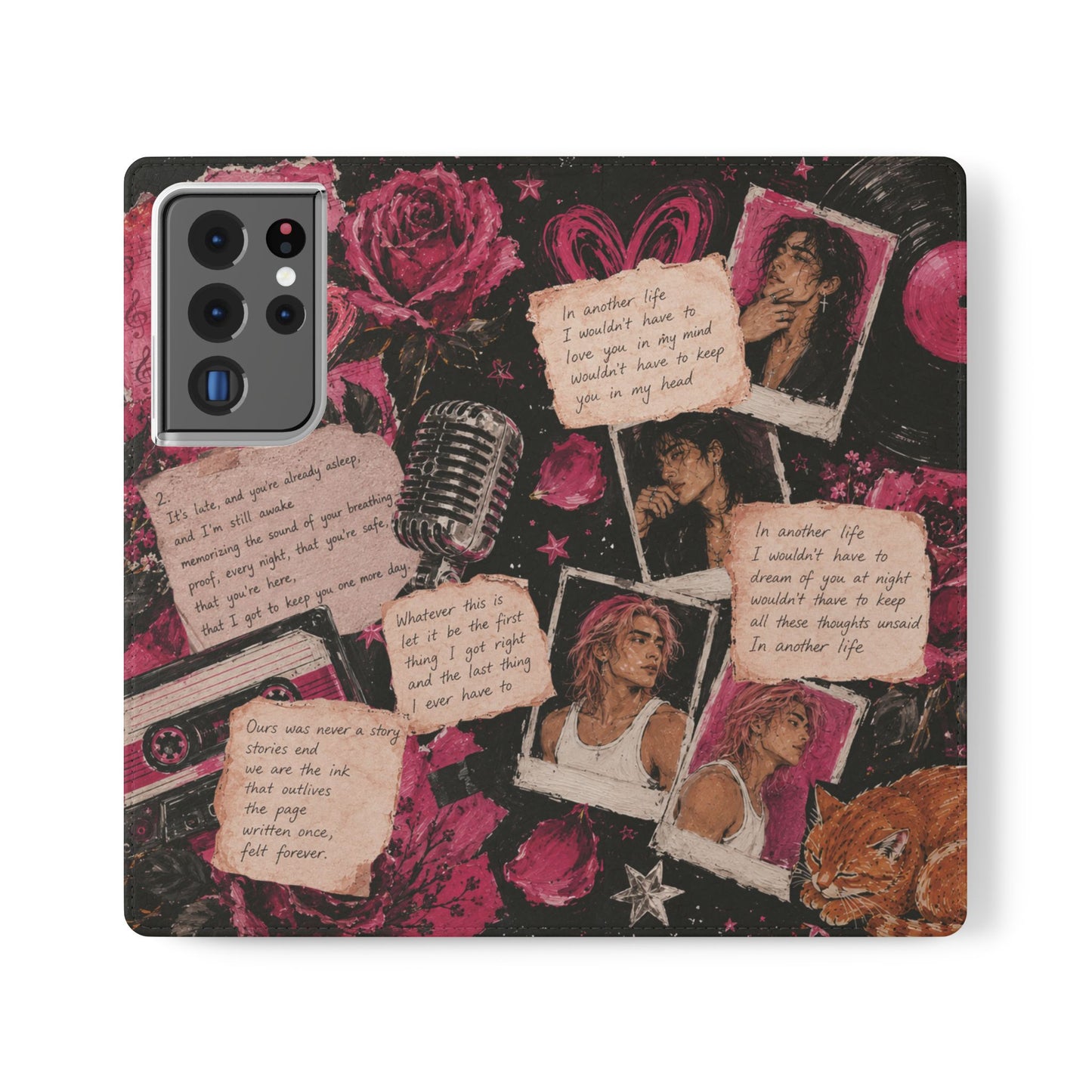 Lyric Flip Case | Dark Romantic Aesthetic Phone Case | Music-Inspired Folio Wallet Case