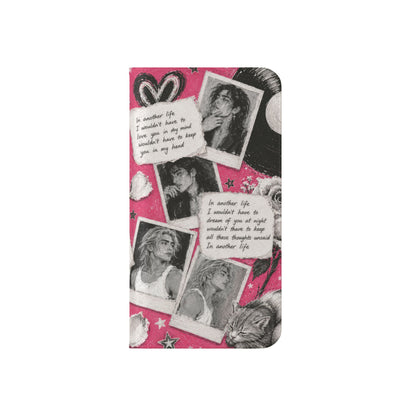 Lyric Flip Case | Bright Pink Romantic Aesthetic Phone Case | Music-Inspired Folio Wallet Case