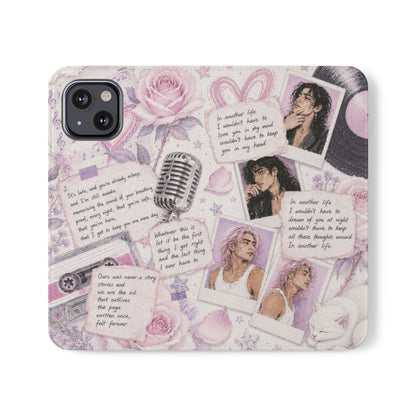 Lyric Flip Case | Light Pink and Lavender Romantic Aesthetic Phone Case | Music-Inspired Folio Wallet Case