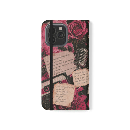 Lyric Flip Case | Dark Romantic Aesthetic Phone Case | Music-Inspired Folio Wallet Case