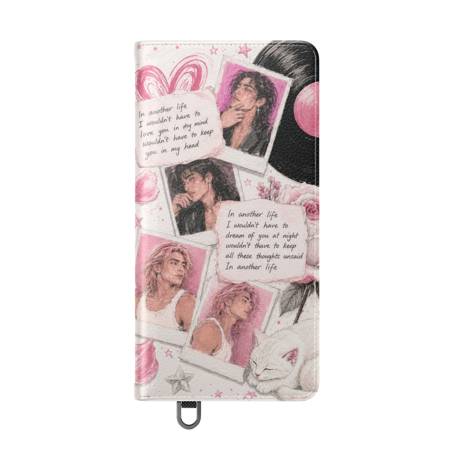 Lyric Flip Case | Light Pink Romantic Aesthetic Phone Case | Music-Inspired Folio Wallet Case