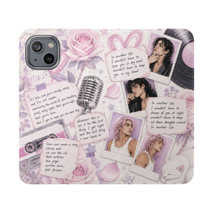 Lyric Flip Case | Light Pink and Lavender Romantic Aesthetic Phone Case | Music-Inspired Folio Wallet Case